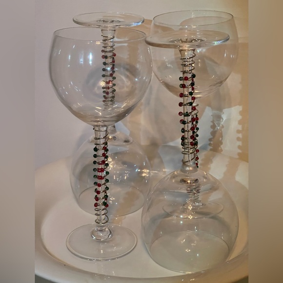Set of 4 Lenox Festive Balloon Glasses with beads on stems - Picture 11 of 13
